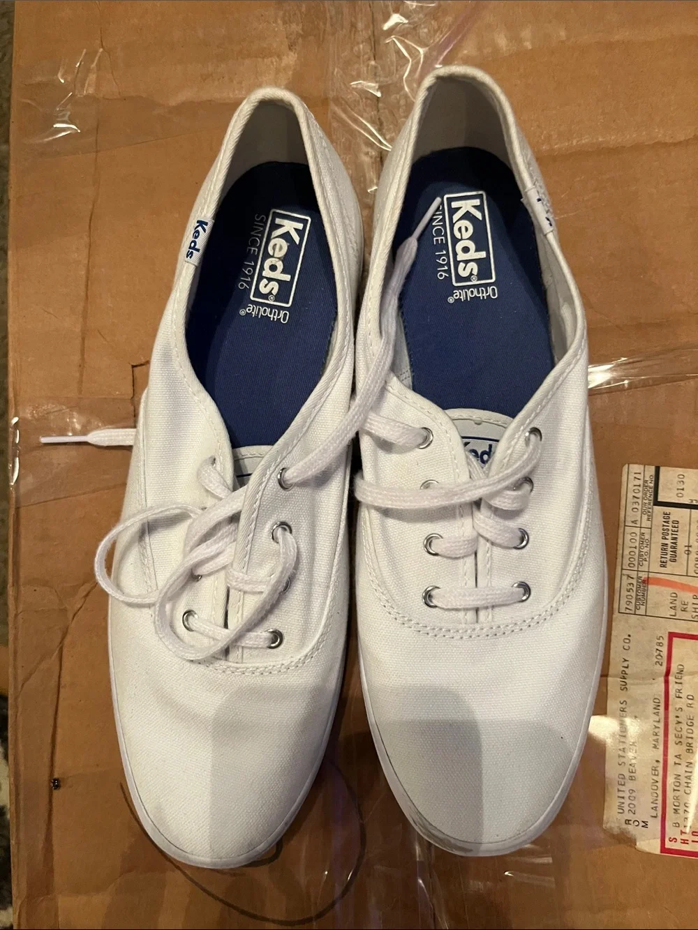 Keds White Canvas Low-Profile Lace-Up Sneakers